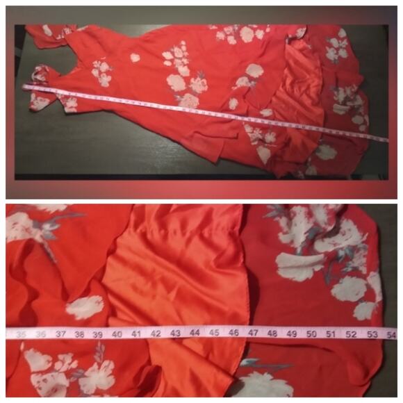 Lulus Love in Bloom Red Floral Print Off-the-Shoulder High-Low Dress Size Small - Picture 8 of 16